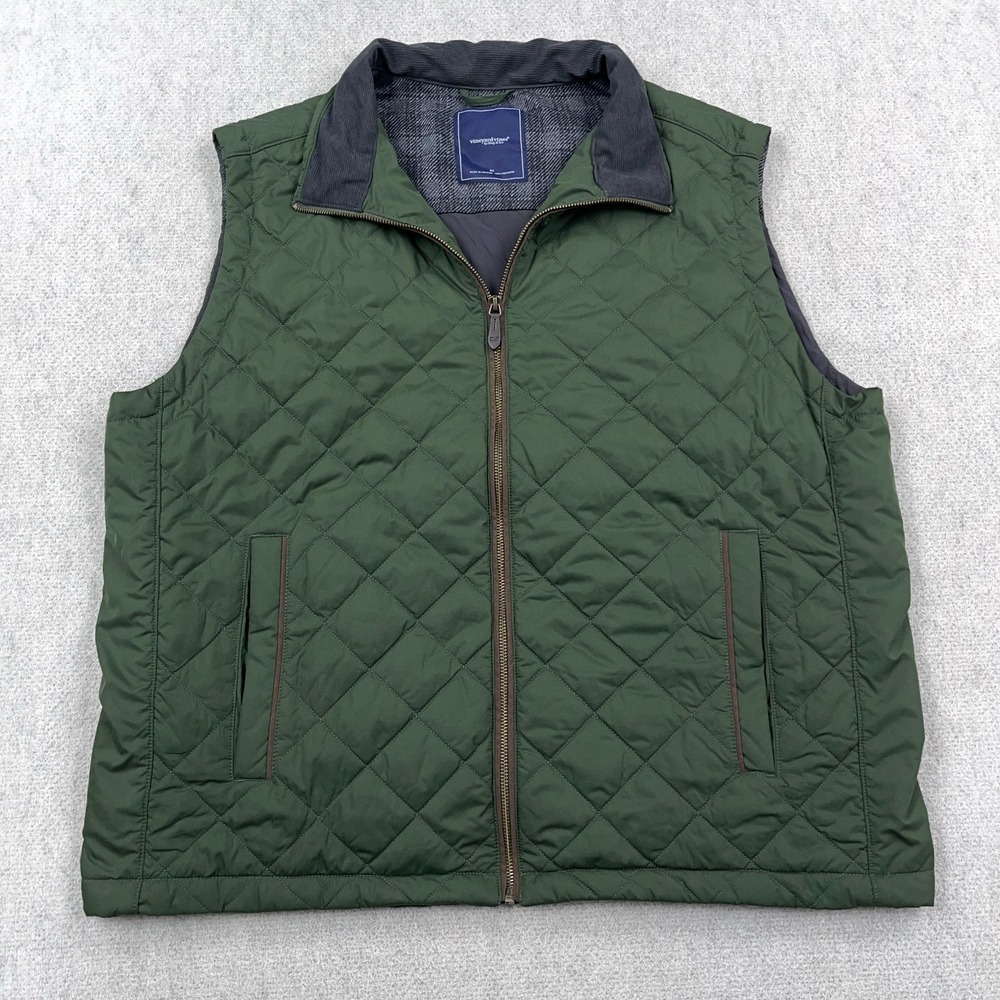 Vineyard Vines Puffer Vest Men XL Forest Green Quilted Pimaloft Jacket